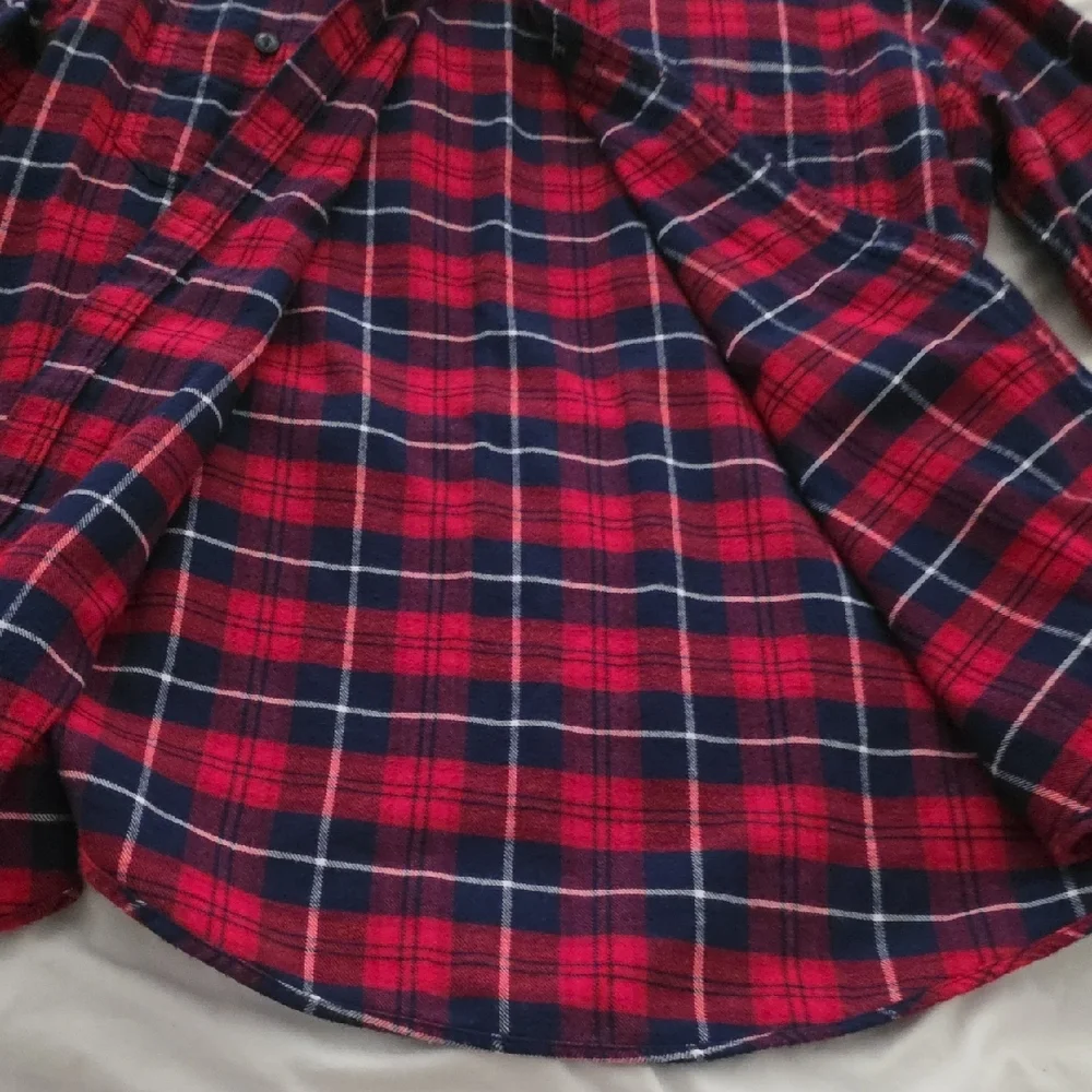J. Crew Red and Navy Plaid Flannel Shirt